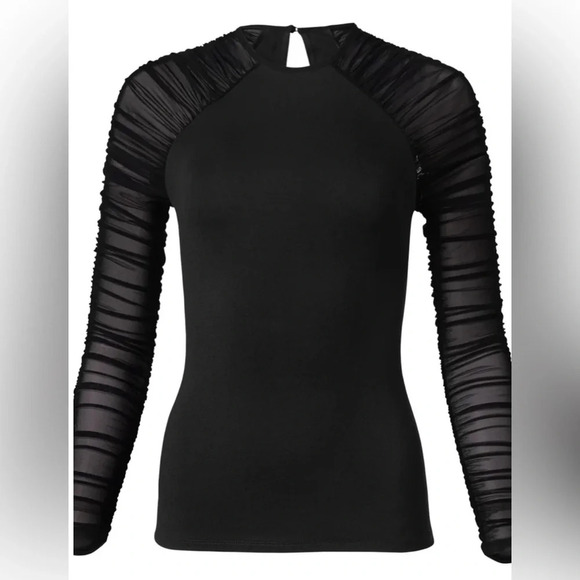 Women’s Black Long Sleeve top with mesh sleeves - Picture 10 of 10